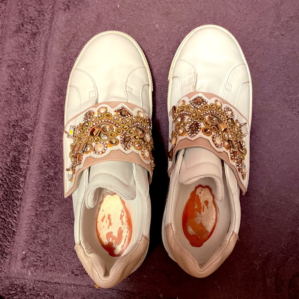 Rene Caovilla Embellished Crystal Sneakers, Size 36